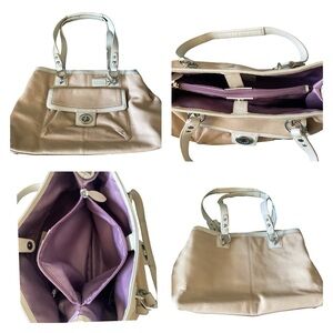 🚨Final Sale🚨!! Coach Pebbled Tan w/White Trim Leather Bag Purse